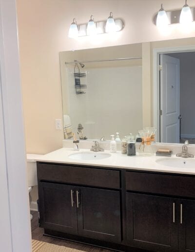 Double vanity sinks in master bathroom